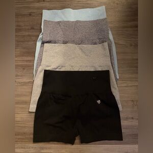4 PAIRS Forever 21 High-Waisted Shorts Set in Black, Gray, and Blue